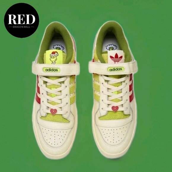 Adidas Dr. Seuss x Forum Low The Grinch Cream White Shoes - Men\'s Size 11